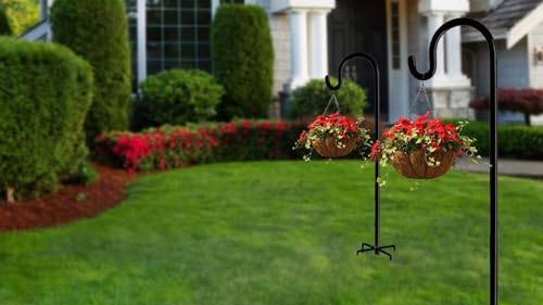 Black Shepherd Hook for Outdoor Gardens- Adjustable & Sturdy