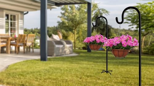 Black Shepherd Hook for Outdoor Gardens- Adjustable & Sturdy