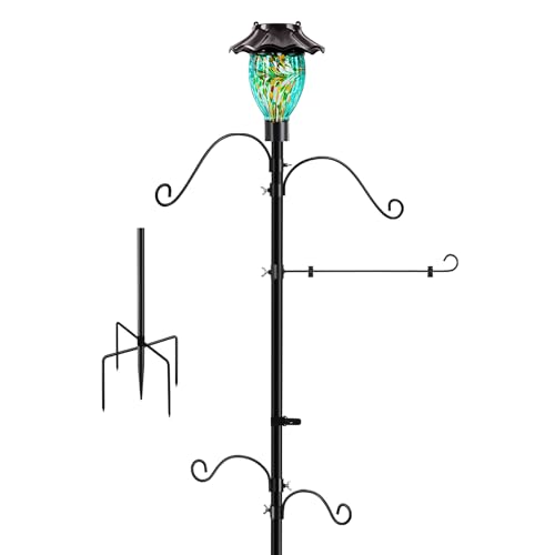 Teal Solar Shepherds Hooks: Bird Feeder, Flag Holder