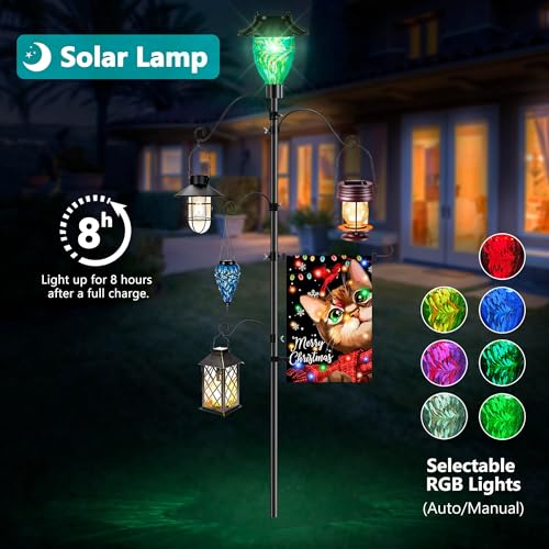 Teal Solar Shepherds Hooks: Bird Feeder, Flag Holder