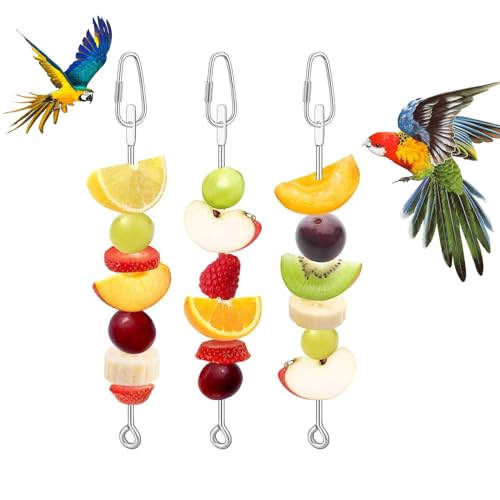 3-Pack Bird Cage Fruit Hanger For Parakeet & Macaw