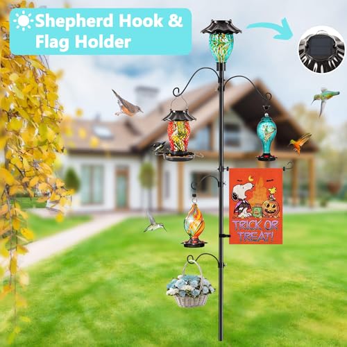 Teal Solar Shepherds Hooks: Bird Feeder, Flag Holder
