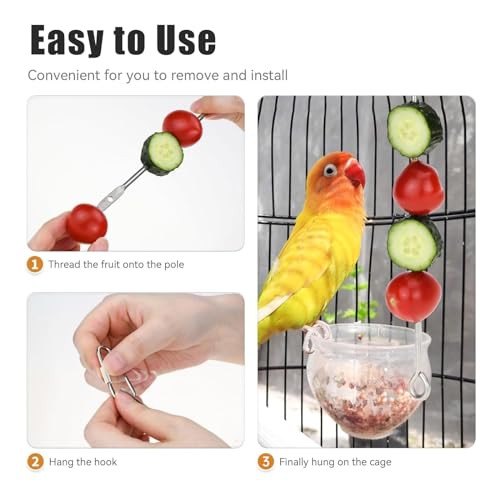 3-Pack Bird Cage Fruit Hanger For Parakeet & Macaw