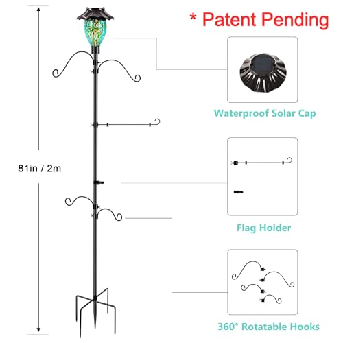 Teal Solar Shepherds Hooks: Bird Feeder, Flag Holder