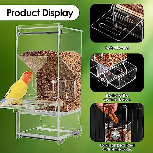Automatic No Mess Bird Feeder with Stand, Transparent Acrylic