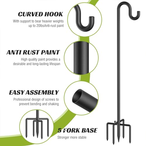 76" Shepherd Hooks for Outdoor Bird Feeder Pole