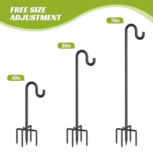 76" Shepherd Hooks for Outdoor Bird Feeder Pole