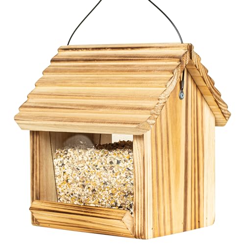 Wooden Bird Feeder for Outdoors, Unique Seed Holder