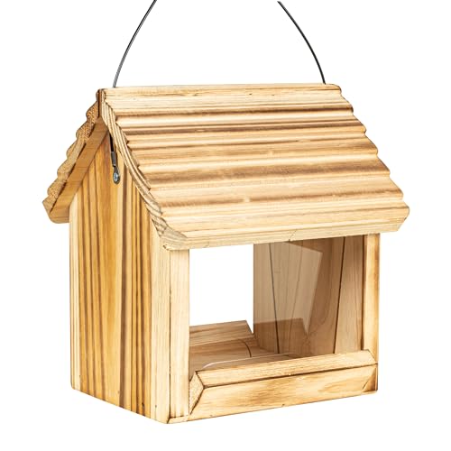 Wooden Bird Feeder for Outdoors, Unique Seed Holder