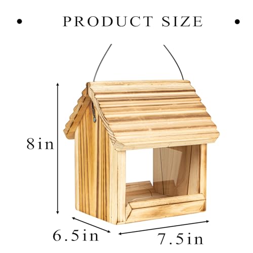 Wooden Bird Feeder for Outdoors, Unique Seed Holder