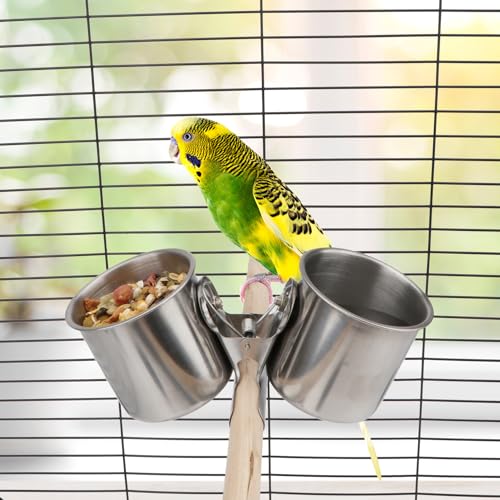 Hypeety Bird Parrot Stainless Steel Feeding Double Cups