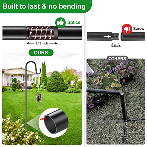 78" Heavy-Duty Shepherds Hook for Garden Decor - Black