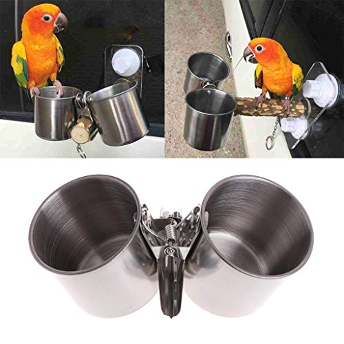 Hypeety Bird Parrot Stainless Steel Feeding Double Cups