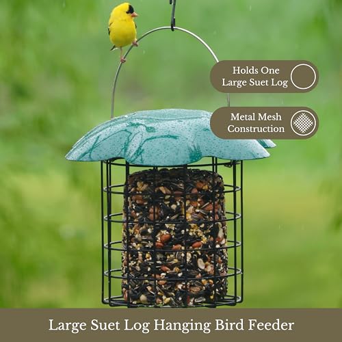 Large Metal Mesh Suet Log Bird Feeder Cage