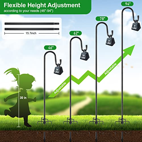 78" Heavy-Duty Shepherds Hook for Garden Decor - Black
