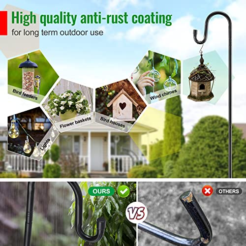 78" Heavy-Duty Shepherds Hook for Garden Decor - Black