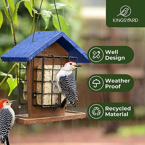 Green Double Suet Feeder with Rainproof Roof & Perch