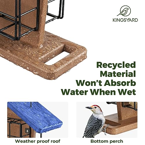 Green Double Suet Feeder with Rainproof Roof & Perch