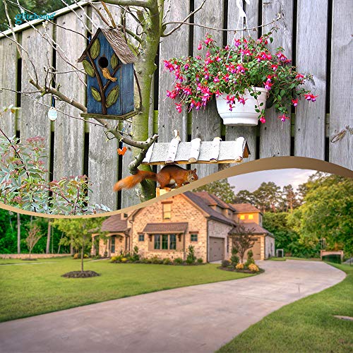 Blue Leaves Hanging Bird House for Garden Patio