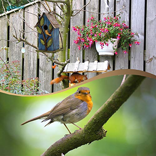 Blue Leaves Hanging Bird House for Garden Patio