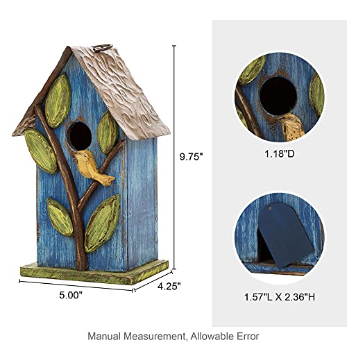 Blue Leaves Hanging Bird House for Garden Patio