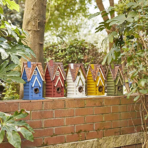 12" Green Hanging Distressed Wood Garden Bird House