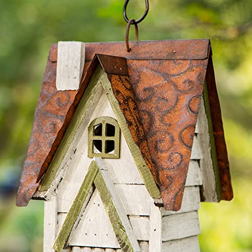White Distressed Wooden Garden Cottage Birdhouse by Glitzhome GH90086