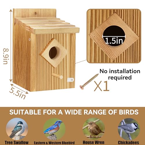 Blue Bird House with Waterproof Wooden Spray Paint