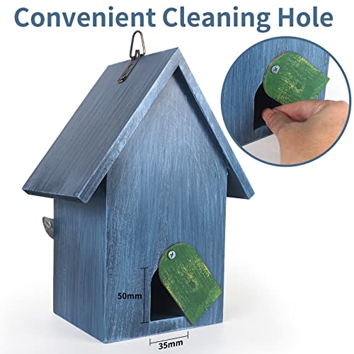 Blue Rustic Wooden Birdhouse for Outdoor Garden Decoration