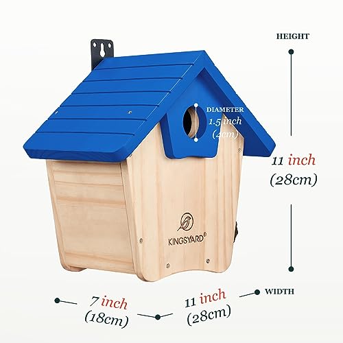 Kingsyard Wooden Bluebird House with Predator Guard, Royal Blue