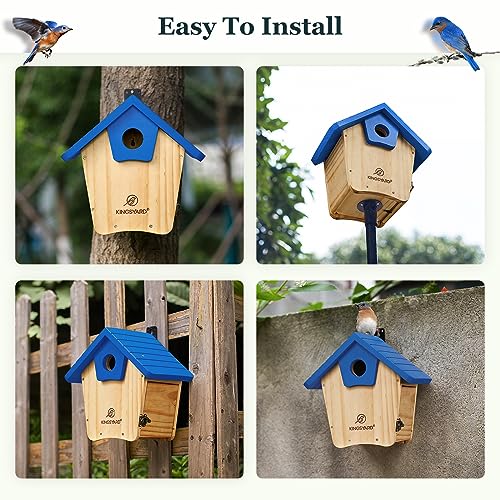 Kingsyard Wooden Bluebird House with Predator Guard, Royal Blue