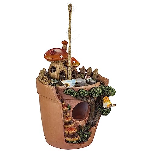 Hand-Painted Flowerpot Hanging Bird Houses for Outdoor Decor