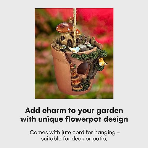 Hand-Painted Flowerpot Hanging Bird Houses for Outdoor Decor