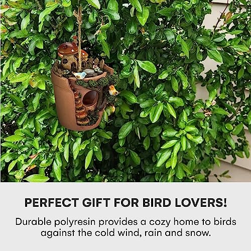 Hand-Painted Flowerpot Hanging Bird Houses for Outdoor Decor