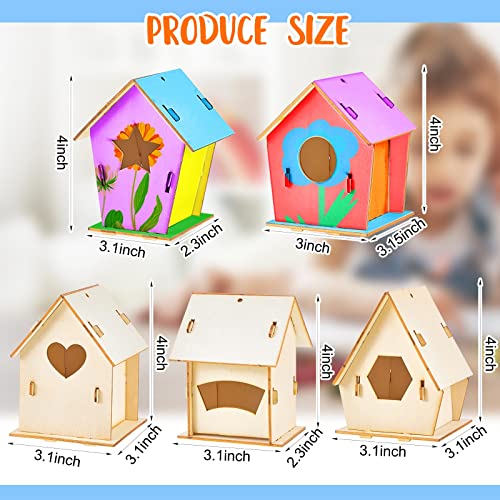 15 Pcs 4" Wooden Birdhouses for Kids Crafts