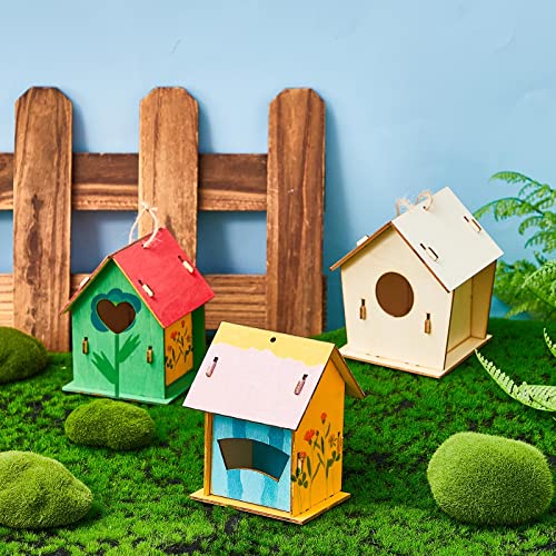 15 Pcs 4" Wooden Birdhouses for Kids Crafts