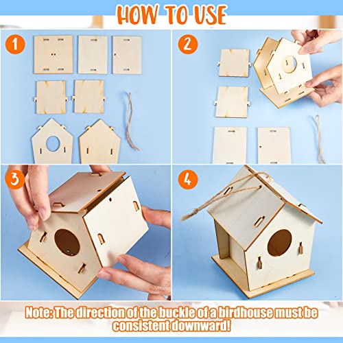 15 Pcs 4" Wooden Birdhouses for Kids Crafts