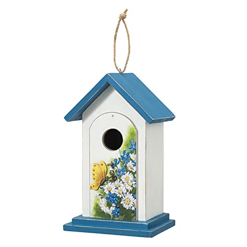 Distressed Wood Daisy Butterfly Birdhouses for Indoor/Outdoor Décor