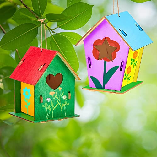 15 Pcs 4" Wooden Birdhouses for Kids Crafts