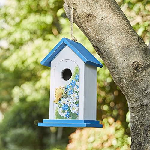 Distressed Wood Daisy Butterfly Birdhouses for Indoor/Outdoor Décor