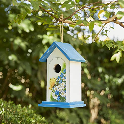 Distressed Wood Daisy Butterfly Birdhouses for Indoor/Outdoor Décor