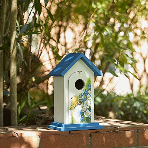 Distressed Wood Daisy Butterfly Birdhouses for Indoor/Outdoor Décor