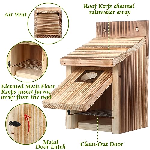Dreyoo Cedar Bluebird Box Houses 2 Pack Set