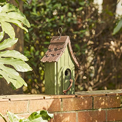 Green Hand Painted Hanging Birdhouse for Beautiful Gardens