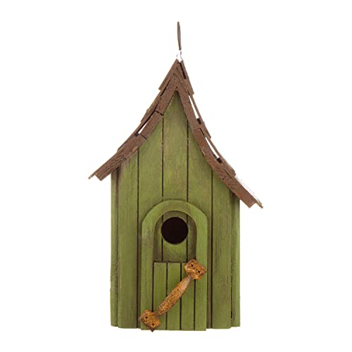 Green Hand Painted Hanging Birdhouse for Beautiful Gardens