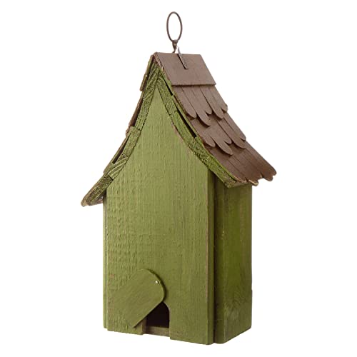 Green Hand Painted Hanging Birdhouse for Beautiful Gardens