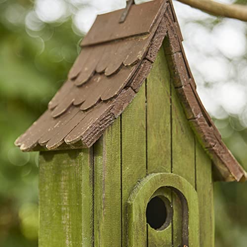 Green Hand Painted Hanging Birdhouse for Beautiful Gardens