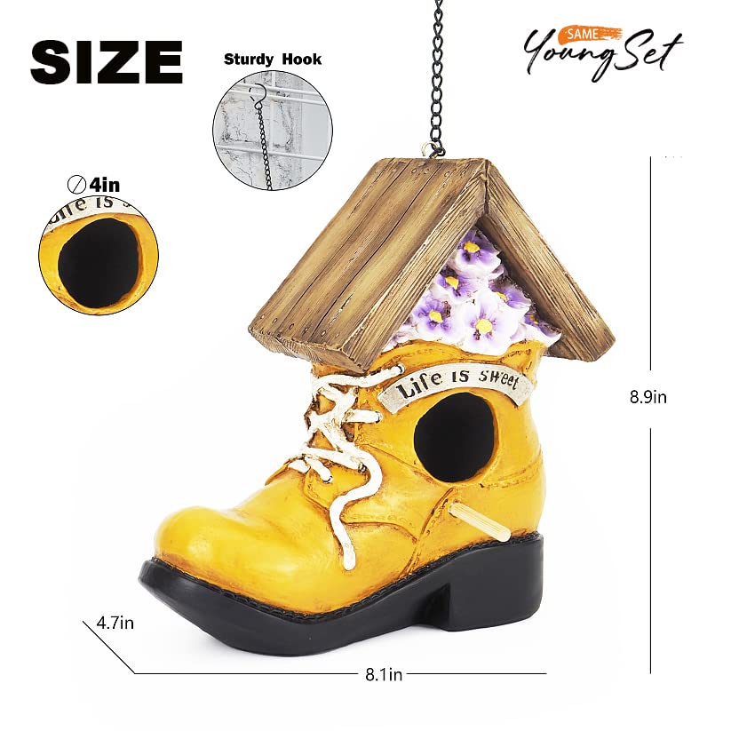 Yellow Shoe Bird House: Unique Outdoor Garden Decor