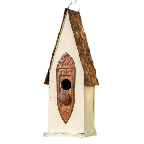 Distressed Wooden Bird House Garden Decor, 13.25" Tall