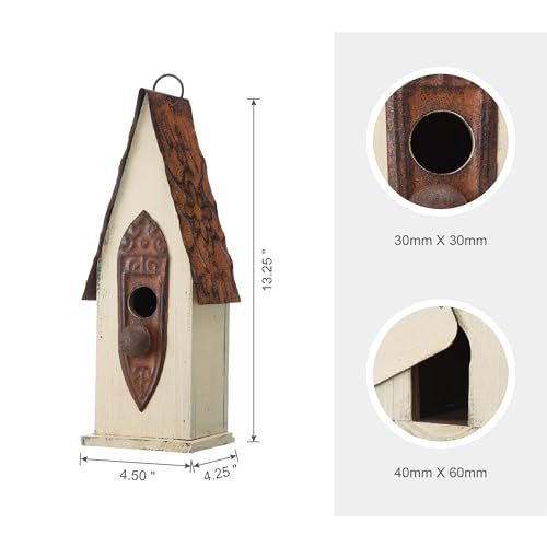 Distressed Wooden Bird House Garden Decor, 13.25" Tall